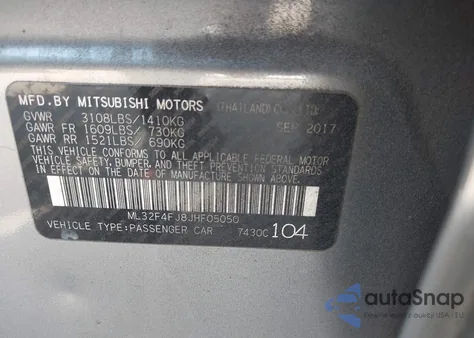 2018 Mitsubishi Mirage G4 Se z USA, uszkodzony, nr VIN ML32F4FJ8JHF05050